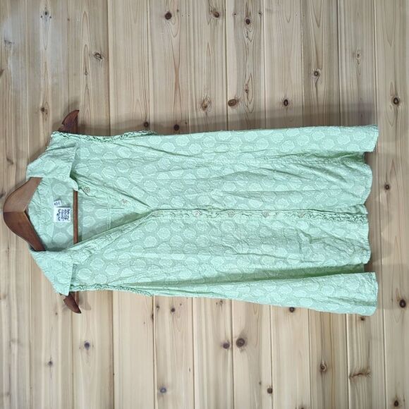 Parsley & Sage Top Womens Medium Green Sleeveles Button Front Art Classic - Picture 1 of 9